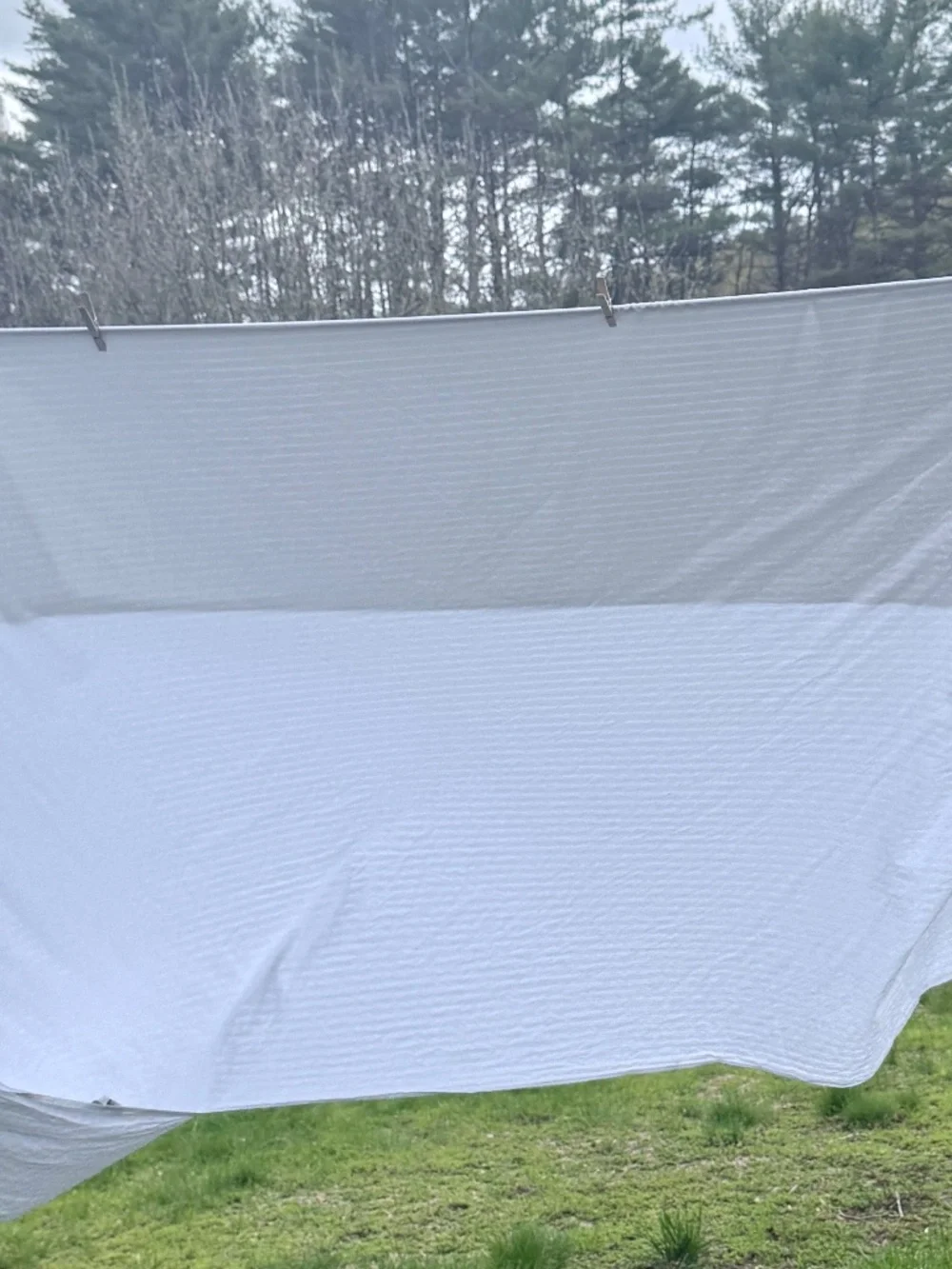 Anichini Queen Duvet Cover Italian Cotton White on White Striped Bottom Pocket